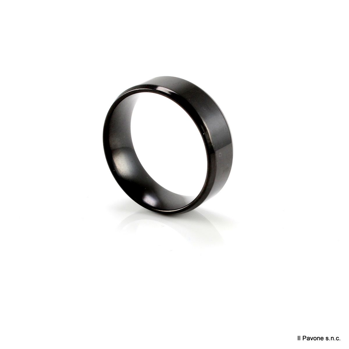 Anello Acciaio Piatto Nero 8mm 