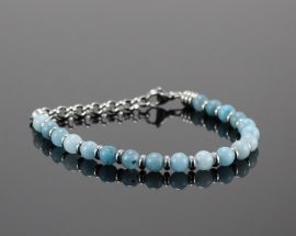 Bracciale Acciaio Pietra Dura Azzurro
