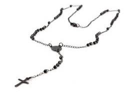 Collana Acciaio Rosario Nero