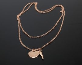 Collana Argento Cornetto Oro Rosa