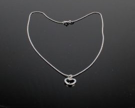 New  Argento Collana Cuore Zirconi