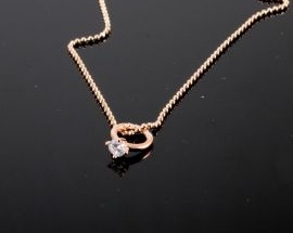 Collana Argento Solitario Rosa