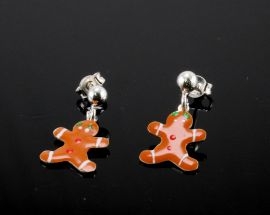 Natale Orecchino Argento Biscotto Zenzero