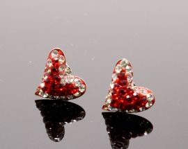 Orecchino Argento Cuore Strass