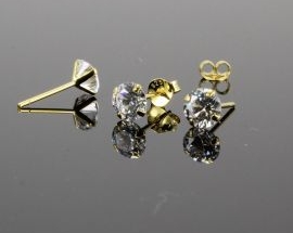 Orecchino Argento Zircone Tondo02 ORO